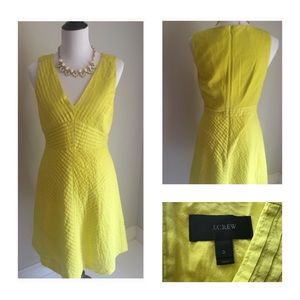 J. Crew Dress Yellow Chevron Pleated Spring Dress